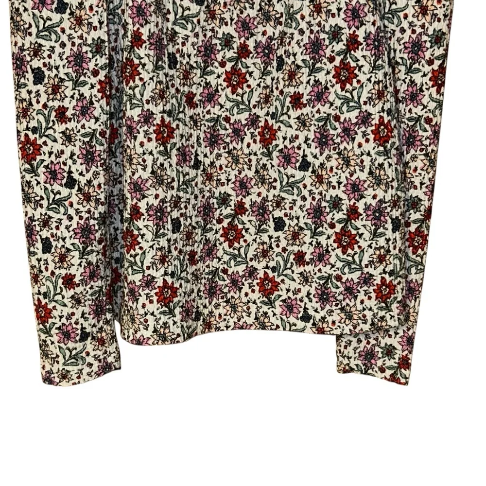 LOFT Floral Knit Top‎ Blouse Textured Womens Medium Boho Cottage Fairy Botanical